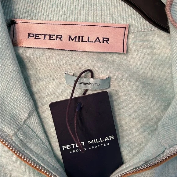 Peter Millar Light Aqua Half-Zip Merino Wool Sweater NWT Sz XL